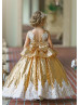 Gold Sequin Ivory Lace Peplum Gorgeous Flower Girl Dress